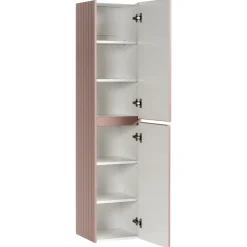 Mobile bagno sospeso 180cm cannettato con 2 lavabi, colonna e 2 specchi rosa Autentic