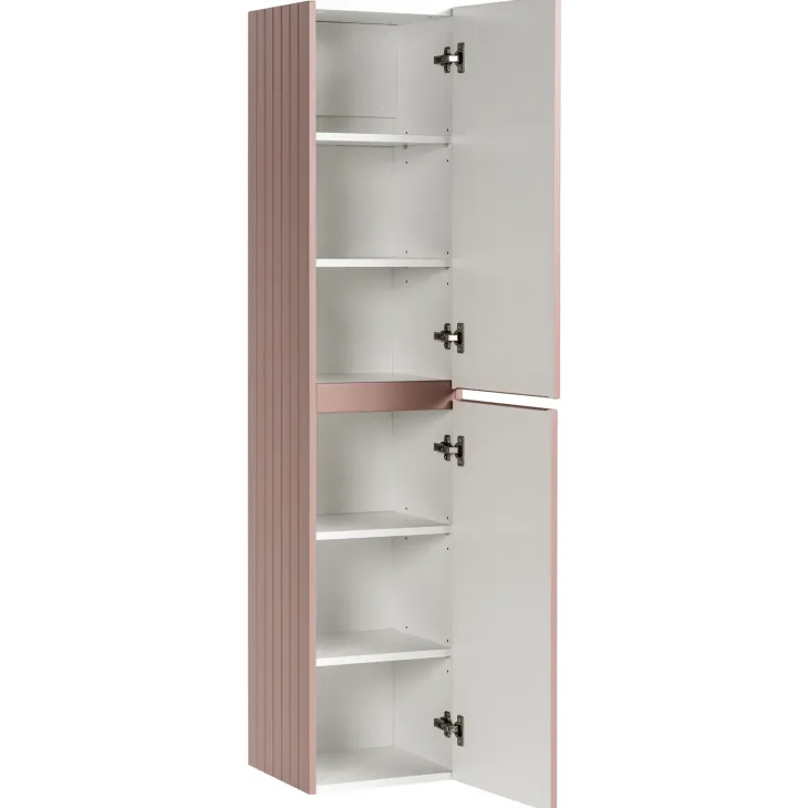 Mobile bagno sospeso 180cm cannettato con 2 lavabi, colonna e 2 specchi rosa Autentic