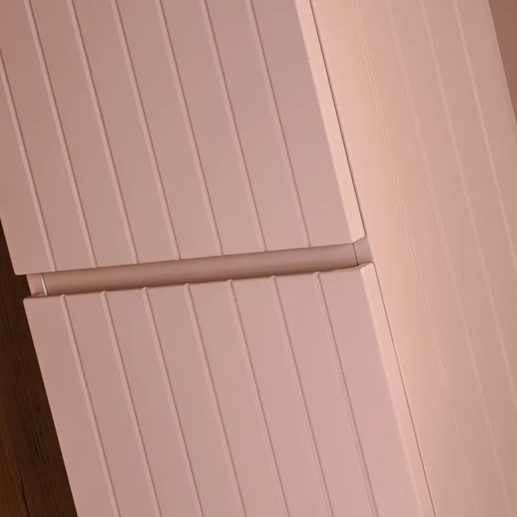 Mobile bagno sospeso 180cm cannettato con 2 lavabi, colonna e 2 specchi rosa Autentic
