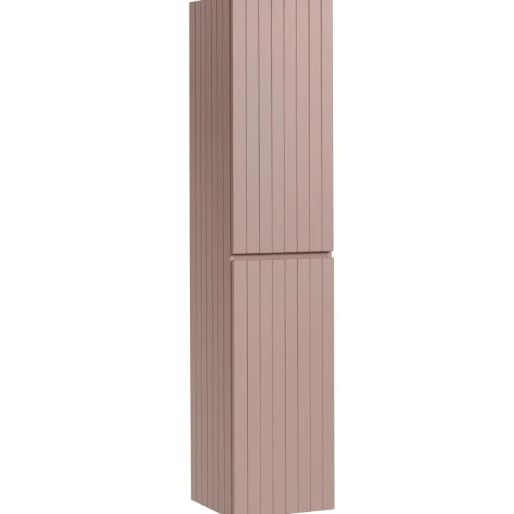 Mobile bagno sospeso 80cm cannettato con lavabo da incasso, colonna e specchio rosa Autentic