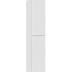 Mobile bagno sospeso 100cm cannettato con lavabo, colonna e specchio bianco quercia Autentic