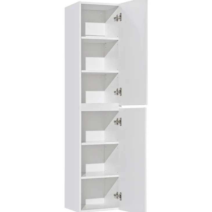 Mobile bagno sospeso 140cm cannettato con 2 lavabi, colonna e specchio bianco quercia Autentic