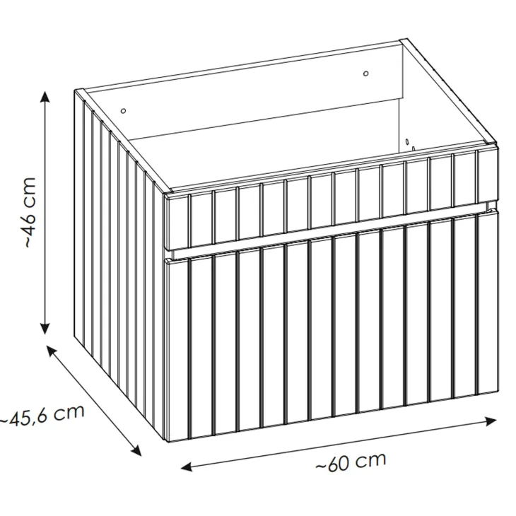 Mobile bagno sospeso 60cm cannettato con lavabo 1 cassettone bianco Autentic