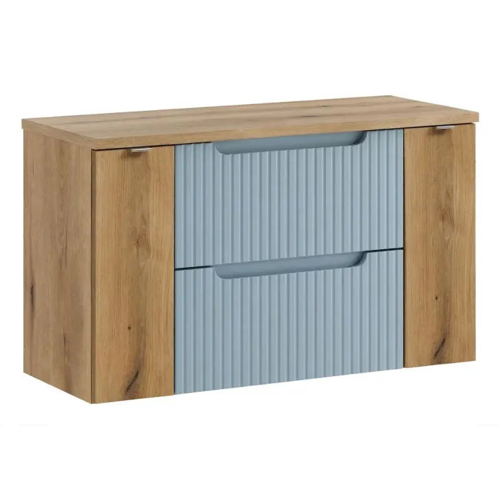 Mobile bagno sospeso 100cm cannettato 2 cassetti azzurro rovere Celestiale