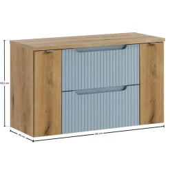Mobile bagno sospeso 100cm cannettato 2 cassetti azzurro rovere Celestiale