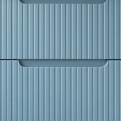 Mobile bagno sospeso 100cm cannettato con cesto portabiancheria azzurro bianco Celestiale