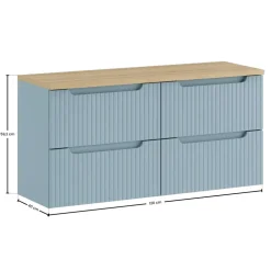 Mobile bagno sospeso 120cm cannettato 4 cassetti azzurro rovere Celestiale