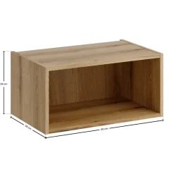 Mobile bagno sospeso 80cm cannettato con cassetto anta e vano beige rovere Cleany