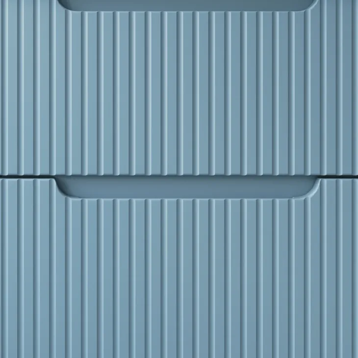 Mobile bagno sospeso 140cm cannettato con vani azzurro rovere Celestiale