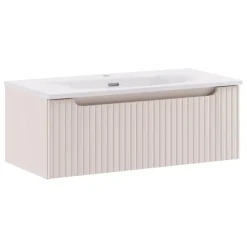 Mobile bagno sospeso 80cm cannettato con lavabo 1 cassetto beige Cleany