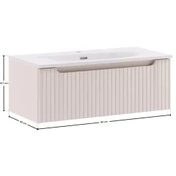 Mobile bagno sospeso 80cm cannettato con lavabo 1 cassetto beige Cleany