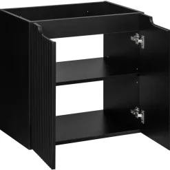 Mobile bagno sospeso 60cm cannettato con lavabo 2 ante nero Cleany