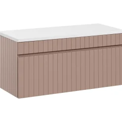 Mobile bagno sospeso 100cm cannettato 1 cassettone rosa Autentic
