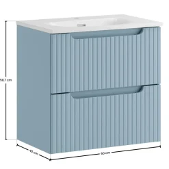 Mobile bagno sospeso 60cm cannettato con lavabo azzurro Celestiale