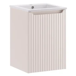 Mobile bagno sospeso 40cm cannettato con lavabo 1 anta beige Cleany