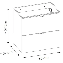 Mobile bagno sospeso 60cm 2 cassetti rovere nero Rovery