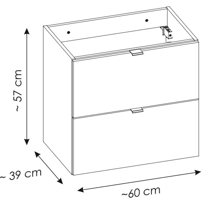 Mobile bagno sospeso 60cm 2 cassetti rovere nero Rovery