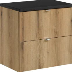 Mobile bagno sospeso 60cm 2 cassetti rovere nero Rovery