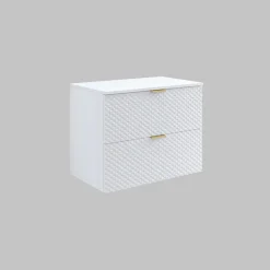 Mobile bagno sospeso 81cm 2 cassetti bianco frontali decorati Konny