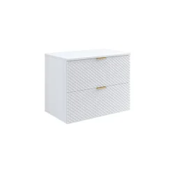 Mobile bagno sospeso 81cm 2 cassetti bianco frontali decorati Konny