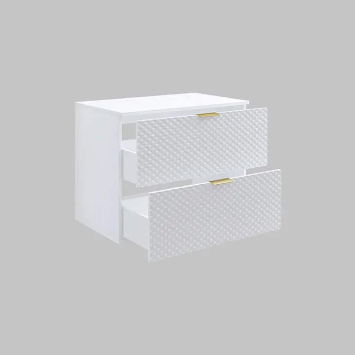 Mobile bagno sospeso 81cm 2 cassetti bianco frontali decorati Konny