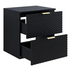 Mobile bagno sospeso 61cm 2 cassetti nero frontali decorati Konny
