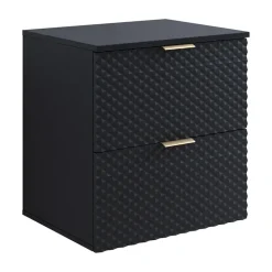 Mobile bagno sospeso 61cm 2 cassetti nero frontali decorati Konny
