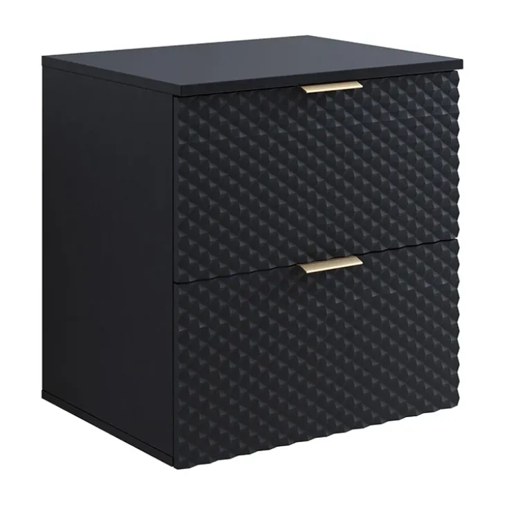 Mobile bagno sospeso 61cm 2 cassetti nero frontali decorati Konny