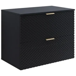 Mobile bagno sospeso 81cm 2 cassetti nero frontali decorati Konny
