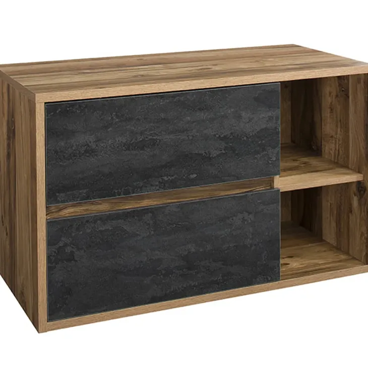 Mobile bagno sospeso 100cm 2 cassetti rovere antracite Stony