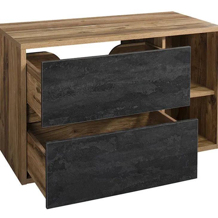 Mobile bagno sospeso 100cm 2 cassetti rovere antracite Stony