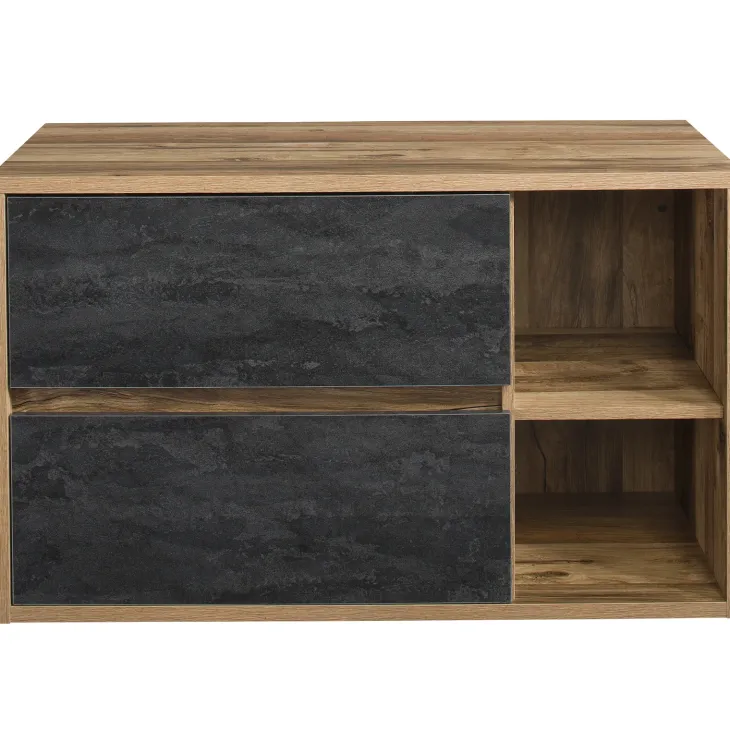 Mobile bagno sospeso 100cm 2 cassetti rovere antracite Stony