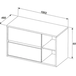 Mobile bagno sospeso 100cm 2 cassetti rovere antracite Stony