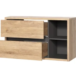 Mobile bagno sospeso 100cm 2 cassetti rovere antracite Veny