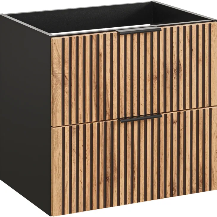 Mobile bagno sospeso 80 cm 2 cassetti 2 vani quercia antracite Limpid