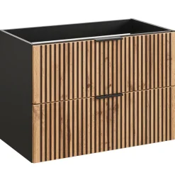 Mobile bagno sospeso 80 cm 2 cassetti quercia antracite Limpid