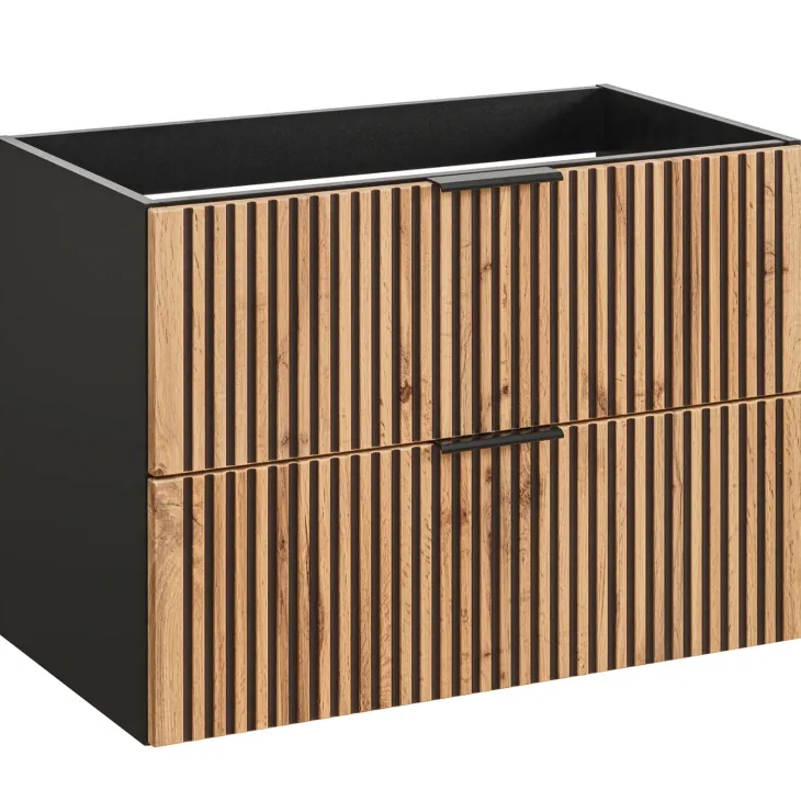 Mobile bagno sospeso 80 cm 2 cassetti quercia antracite Limpid