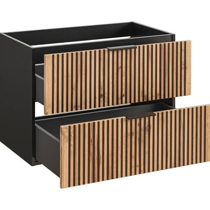 Mobile bagno sospeso 80 cm 2 cassetti quercia antracite Limpid