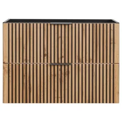 Mobile bagno sospeso 80 cm 2 cassetti quercia antracite Limpid