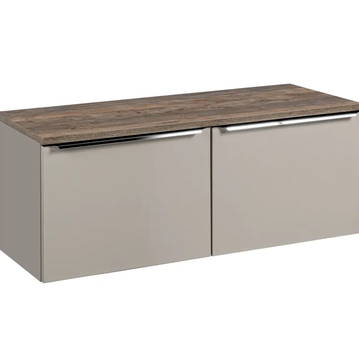 Mobile bagno sospeso 120cm 2 cassettoni e 2 cassetti attrezzati grigio quercia Serif