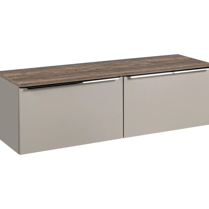 Mobile bagno sospeso 160cm 2 cassettoni e 2 cassetti attrezzati grigio quercia Serif
