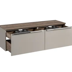 Mobile bagno sospeso 160cm 2 cassettoni e 2 cassetti attrezzati grigio quercia Serif