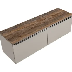 Mobile bagno sospeso 160cm 2 cassettoni e 2 cassetti attrezzati grigio quercia Serif
