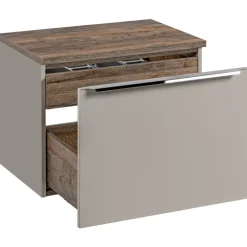 Mobile bagno sospeso 60cm 1 cassettone e 1 cassetto attrezzato grigio quercia Serif