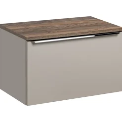 Mobile bagno sospeso 80cm 1 cassettone e 1 cassetto attrezzato grigio quercia Serif