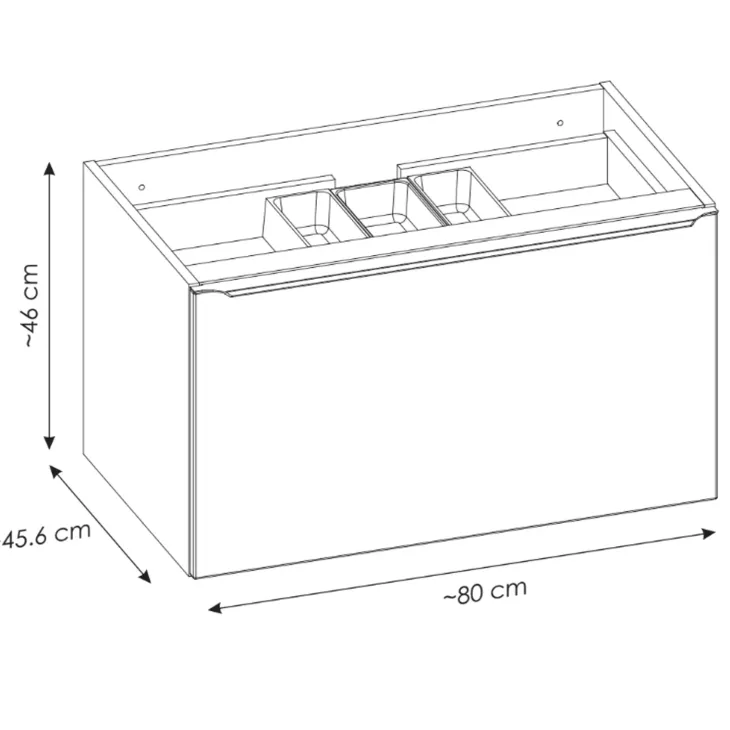 Mobile bagno sospeso 80cm 1 cassettone e 1 cassetto attrezzato grigio quercia Serif