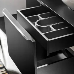 Mobile bagno sospeso 140cm 2 cassettoni e 2 cassetti attrezzati e 2 vani nero Serif