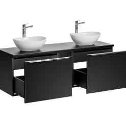 Mobile bagno sospeso 140cm 2 cassettoni e 2 cassetti attrezzati e 2 vani nero Serif
