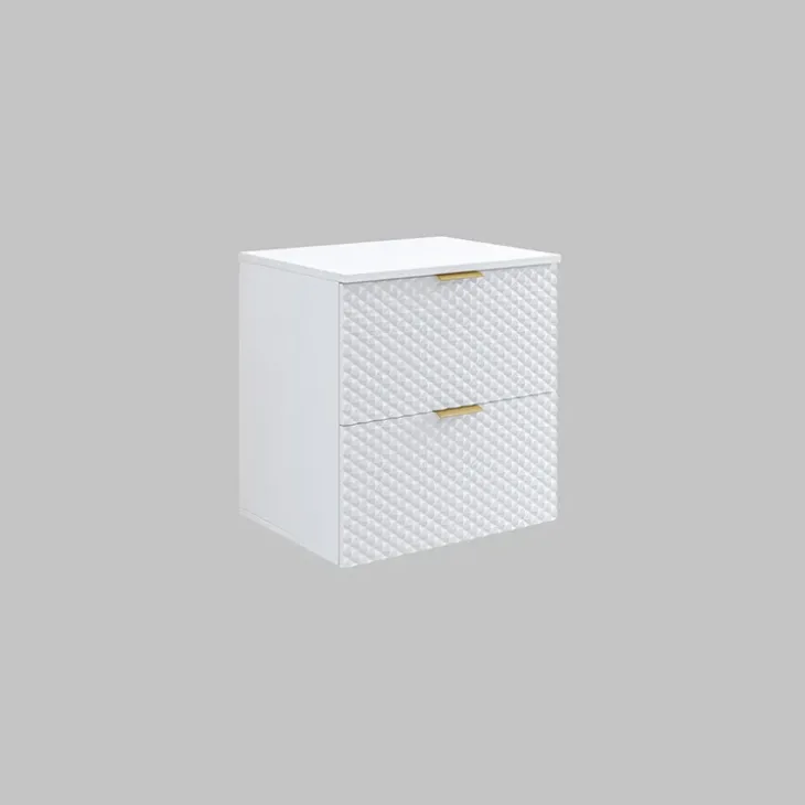 Mobile bagno sospeso 61cm 2 cassetti bianco frontali decorati Konny