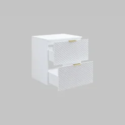 Mobile bagno sospeso 61cm 2 cassetti bianco frontali decorati Konny